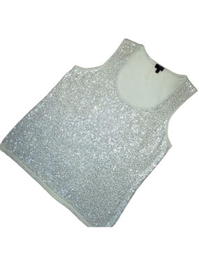 Talbots Woman 1X Aqua Mint Sequin Tank Top Silk Cotton Sleeveless
